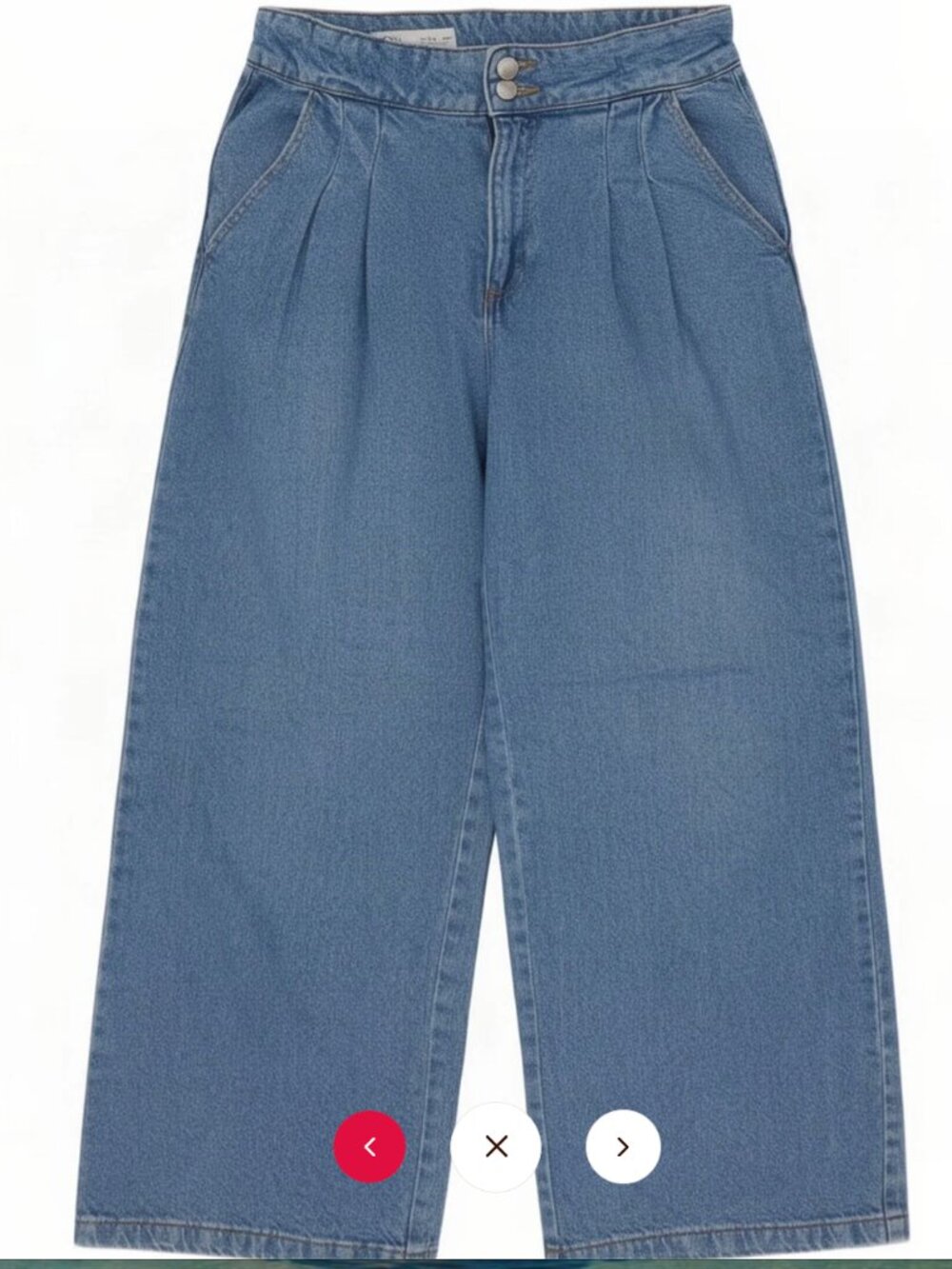 Zara Pleated Wide Leg Jeans Blue Size 13/14 NWT